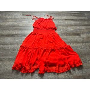 Banana Republic Red Womens Dress Sleeveless with Ruffles Size Small K8